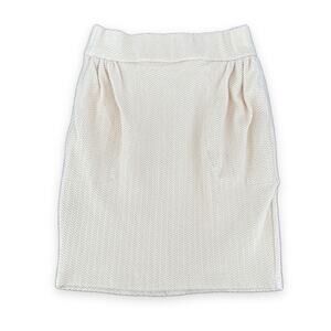 NEW Ganni Stretch Herringbone Knit Mini Pencil Skirt in White Smoke XL